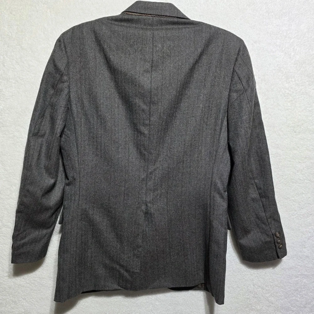 Vintage SASSON Mens Gray Herringbone Blazer Jacket Size S 37 Wool Blend - Picture 2 of 15
